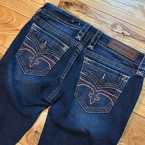 Rock Revival “Alivia” Skinny Jeans, Red Stitching, Sz 29